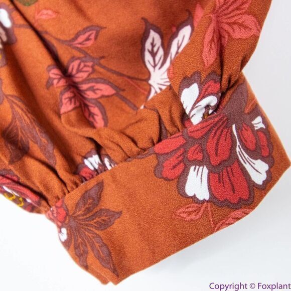 NEW Eloquii Elements Floral Print Midi Wrap Dress with Puff Sleeves, 16 - Picture 15 of 16